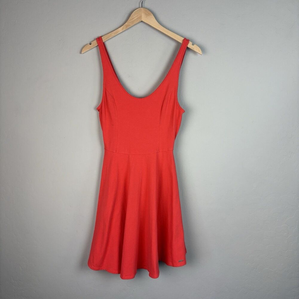 Vintage Y2K Hollister Dress Womens M Coral Red Skater Stretch Sporty Tenniscore